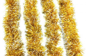 Мишура с белыми кончиками цвет Золото d-10 см.3 метра 1 шт.