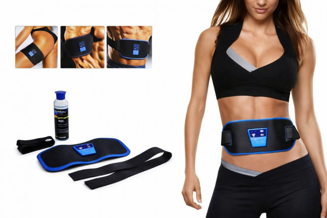 Массажер пояс миостимулятор для похудения Abgymnic : в комплекте гель и 2 батарейки