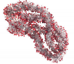 Мишура серебристая с красными кончиками 2,6 м.d-8 см 1 шт.