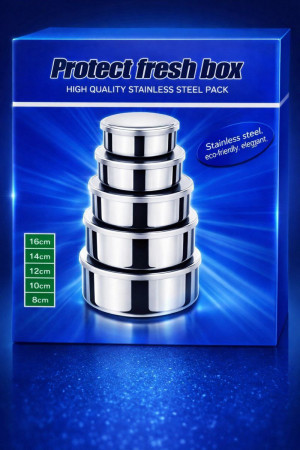 Набор контейнер металлических 5 шт.10-12-14-16-18 см./60 наборов в коробке/