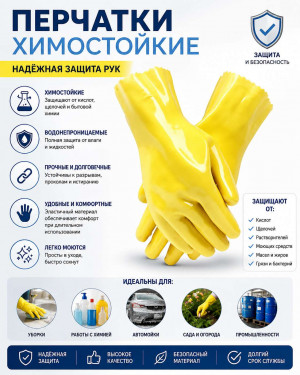 Перчатки химостойкие 1 пара 28 см.