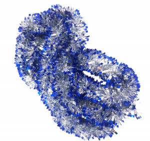 Мишура серебристая с синими кончиками 2,6 м.d-8 см 1 шт.