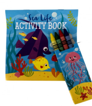 Раскраска мини 12 см.8 листов, восковые карандаши 4 цвета /288 шт.коробка/