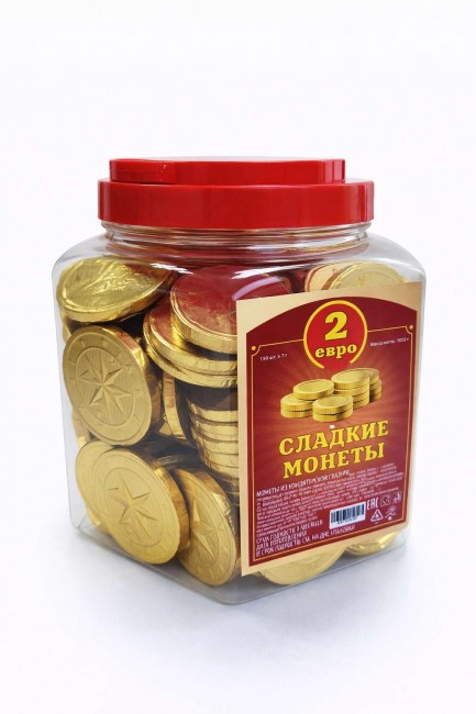 Монета сладкая Биткоин 1 шт./ 150 шт.в банке/