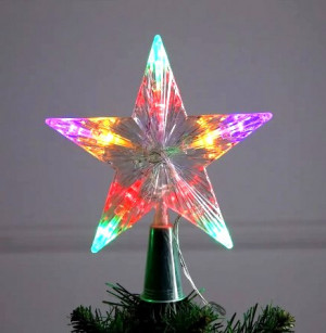 Звезда на елку светящаяся Радуга 15 см.1 шт.