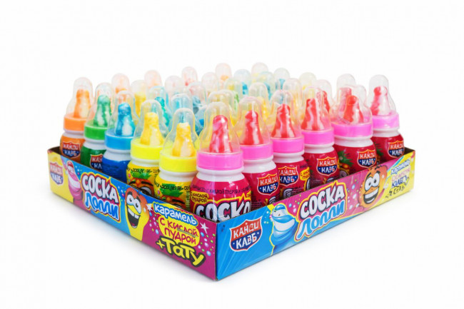 Карамель c кислой пудрой и татуировкой "Соска Лолли" ассорти 5гр*30шт*12
