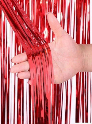 Дождик новогодний красный  1 метр 1 шт.