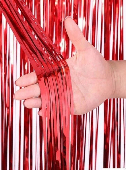 Дождик новогодний красный  1 метр 1 шт.