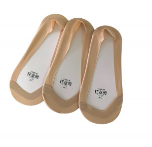 Следки женские капроновые с силиконовой вставкой и хлопковой подошвой цвет Телесный 1 пара