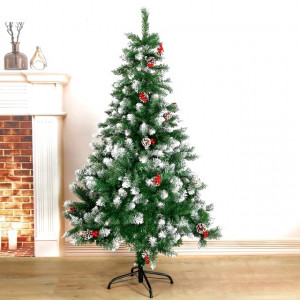 Елка с шишками и красными ягодами,крепление веток на крючках 120 см. 1 шт.