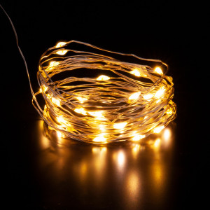 Гирлянда нить роса электрическая цвет теплый белый 200 ламп 2 метра