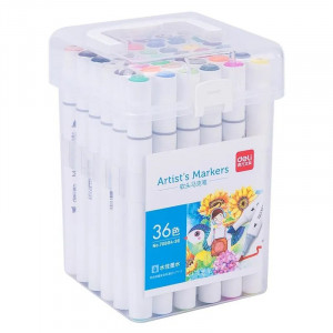 Маркеры двухсторонние 36 цветов в кейсе /24 шт.коробка/