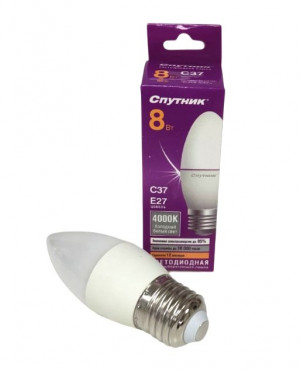 Лампа энергосберегающая светодиодная,холодный белый свет , цоколь Е 27 8 вт. 1 шт./100 шт.коробка/