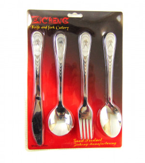 Набор столовых предметов на блистере 4 шт.Знак зодиака ,нержавеющая сталь 19*28 см.