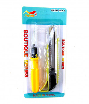 Набор отвертка+канцелярский нож 10*21 см.