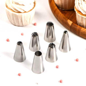 Насадки металлические для кондитерского шприца 6 шт.9*14 см.