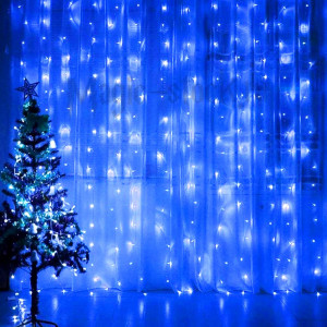 Штора гирлянда из светодиода Синяя 320 LED 3*2 м./126 ламп/