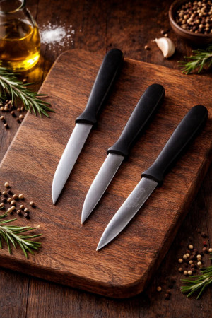 Нож с прорезиненной ручкой 24 см.