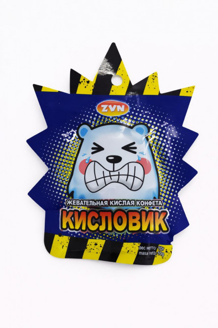 Жевательная кислая конфета Кисловик10 г, 1 шт./ 30шт,в коробке/