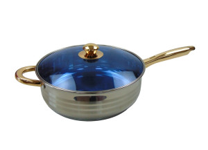 Сотейник из нержавеющей стали с двойным дном и стеклянной крышкой ALFA Cuisine 30 см.1 шт.