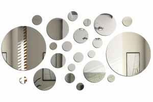 Набор зеркал стекло декоративные круглые самоклеющиеся 5 шт.7,6 см.