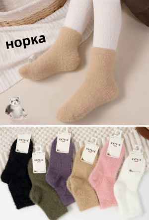 Носки детские термо 80% шерсть норки р.6-8 лет / 10 пар в упаковке/ 1 пара