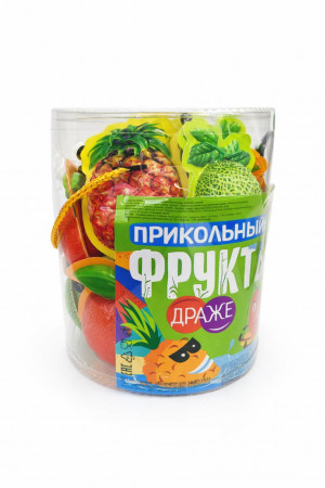 Сахарное драже с хрустящей начинкой "Прикольные фрукты" ассорти 12гр,1 шт./ 30шт в банке /