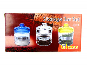 Набор банок для сыпучих продуктов стекло 3 шт.8*9 см.