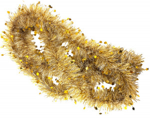 Мишура белая с декором желтые  звезды 2,5 см.d-10 см.1 шт.