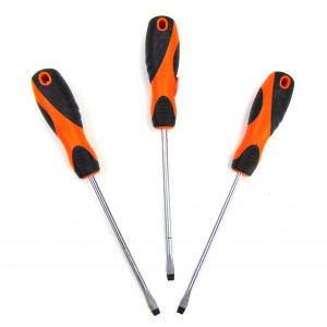 Отвертка шлицевая с прорезиненной ручкой 26 см.1 шт.