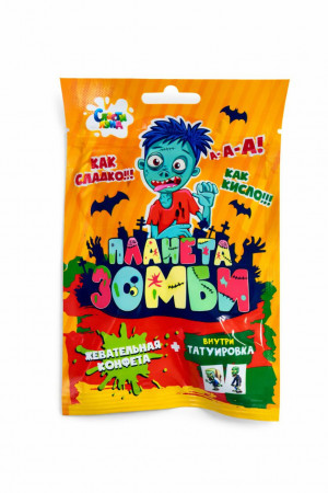 Жевательная конфета с тату "Планета Зомби" 15г,1 шт./  20 шт.коробка/