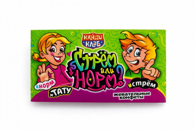 Жевательные конфеты с татуировкой "Стрем или норм?" 14гр*24шт