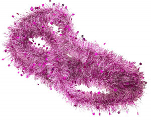 Мишура белая с декором малиновые  звезды 2,5 см.d-10 см.1 шт.