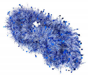 Мишура белая с декором синие звезды 2,5 см.d-10 см.1 шт.