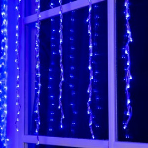 Штора гирлянда цифровая водопад Синяя  2*1,5 м.360 ламп 1 шт.