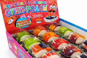 Мармелад с зефиром Суши-Роллы 15г,1 шт,/ 20 шт.в коробке/