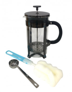 Чайник заварочный стекло френч- пресс с ершиком и ложкой 1000 мл.1 шт./ 12 шт.коробка/