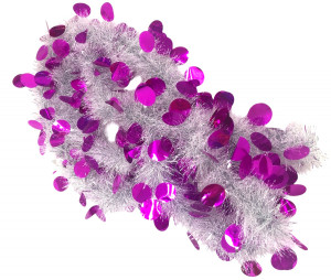 Мишура белая с малиновым декором 2,5 м. d-10 см,1 шт.