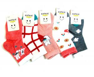 Носки для девочек термо 62% хлопок 20% перо пряжи р.9-12 лет / 10 пар в упаковке/ 1 пара