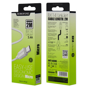 Кабель BX14 USB Micro 2M Borofone белый