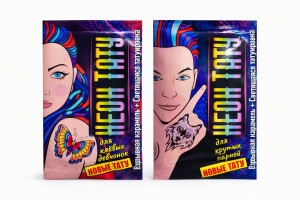 Взрывная карамель НЕОН ТАТУ со светящейся татуировкой 1гр,1 шт./ 48шт в коробке /