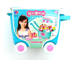 Набор Кафе мороженое на тележке с колесами 45 деталей 19*30*19 см.