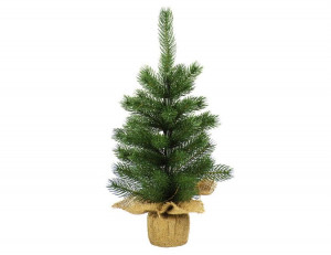 Елка в мешковине светящаяся заснеженная 60 см.