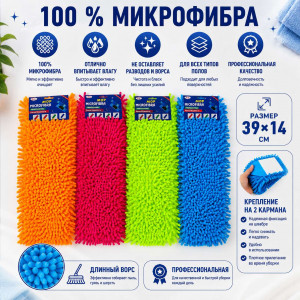 Тряпка насадка на швабру микрофибра 80 грамм 39*14 см.1 шт./240 шт.коробка/