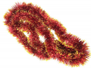 Мишура красная  с золотистыми кончиками 2,5 см.d-8 см.1 шт.