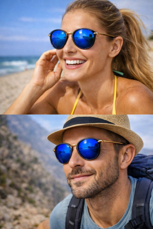 Очки солнцезащитные с металлическими дужками 1 шт.