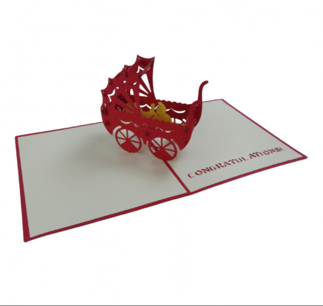 Открытка 3 D коляска