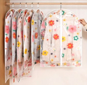 Чехол для одежды на молнии прозрачный с принтом 60*140 см.1 шт.