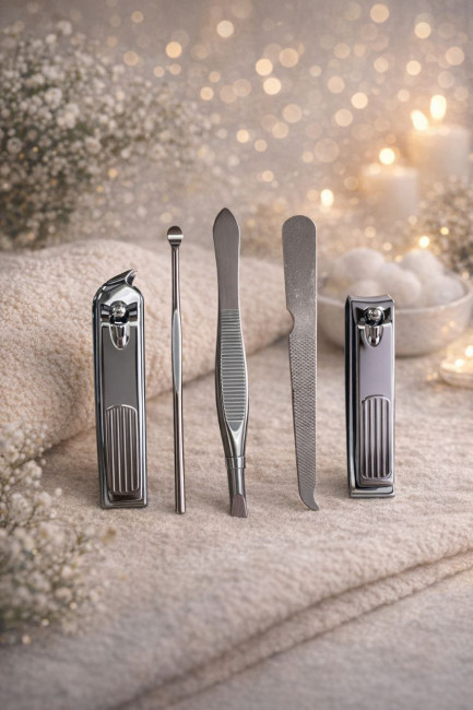 Набор для маникюра и педикюра 5 предметов в подарочном футляре из экокожи 11*6 см.