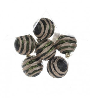 Набор шаров 6 см, 6 шт, зеленый-шампань